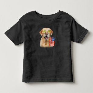 Camiseta Infantil Cachorro Labrador Retriever EUA Flag