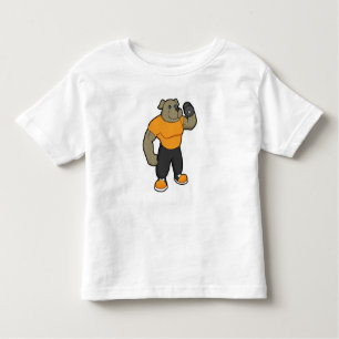Camiseta Infantil Cachorro na Malhação com Dumbbell