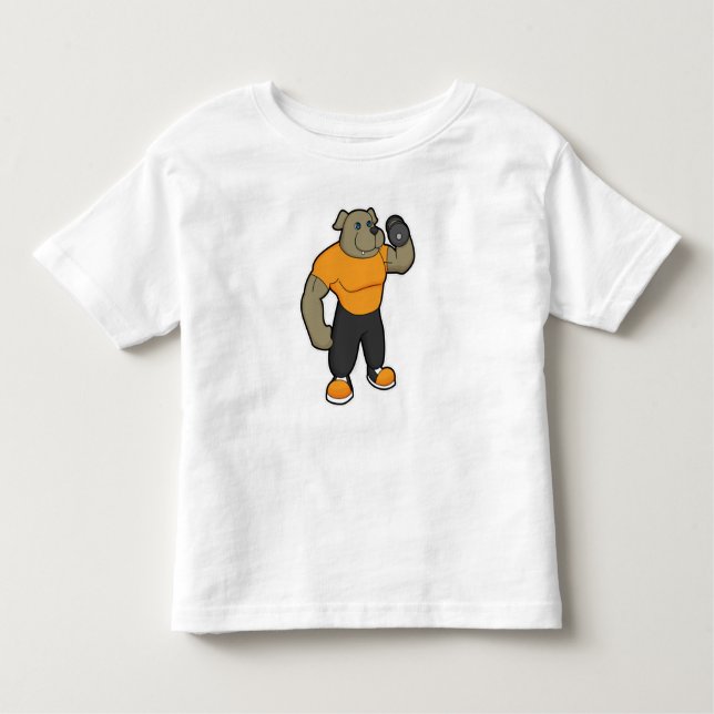 Camiseta Infantil Cachorro na Malhação com Dumbbell (Frente)