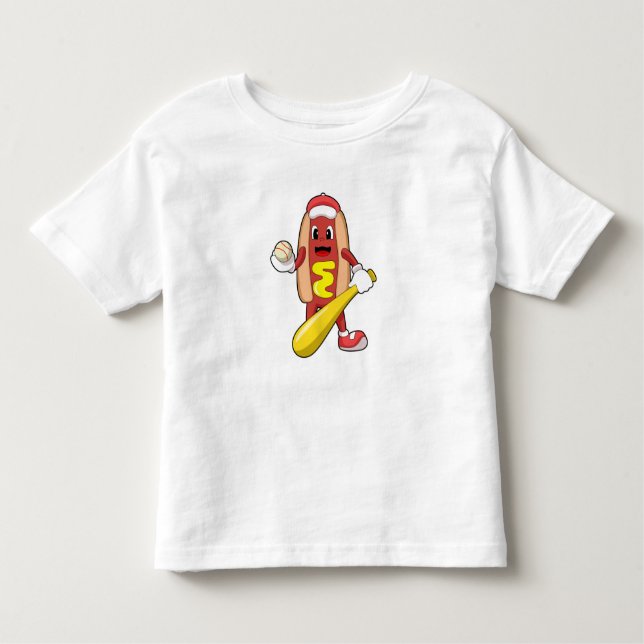 Camiseta Infantil Cachorro no Baseball com Baco-Beisebol (Frente)