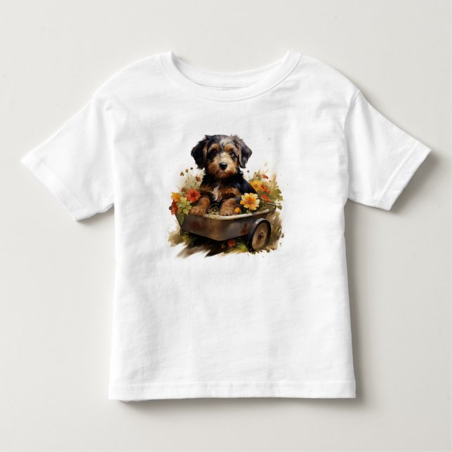Camiseta Infantil Cachorro num vagão de Crianças de T-Shirt (Frente)