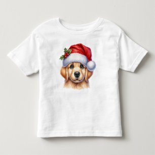 Camiseta Infantil Cachorro para Retriever ouro com Estilo Papai Noel