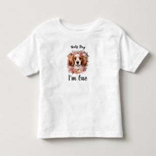 Camiseta Infantil Cachorro Santo, eu sou um!   Primeiro aniversario 