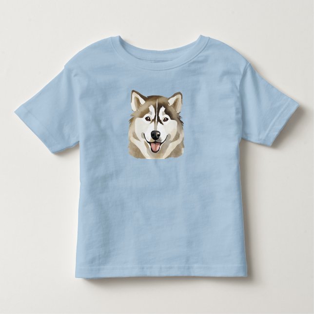 Camiseta Infantil Cachorro Siberiano Cachorro Lobo Engraçado roucos  (Frente)