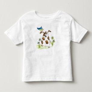 Camiseta Infantil Cachorro Spotado com Pássaro