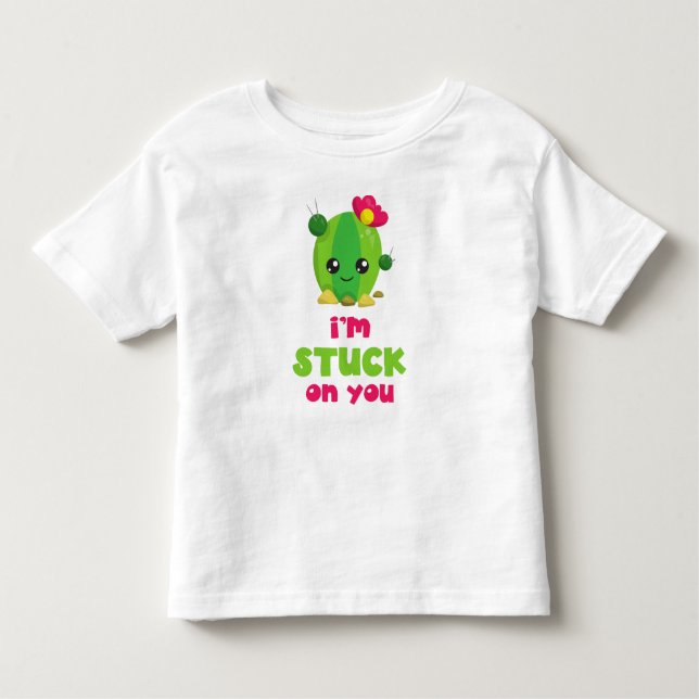 Camiseta Infantil Cactus bonito, Kawaii Cactus, estou preso em você (Frente)