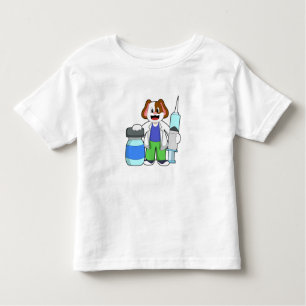 Camiseta Infantil Cães como Médico com Seringa