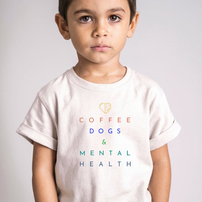 Camiseta Infantil Café, Cães e Saúde Mental - O Trio Perfeito (Criador carregado)