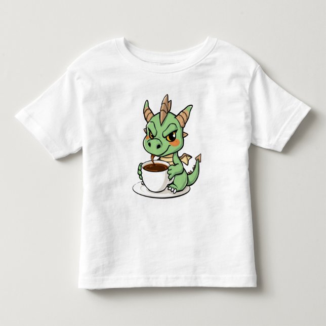 Camiseta Infantil Café, Caos e Dracenpower (Frente)