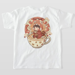 Camiseta Infantil Café Panda Vermelho Divertido