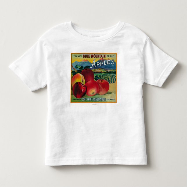 Camiseta Infantil Caixa azul LabelCove de Apple da montanha, OU (Frente)
