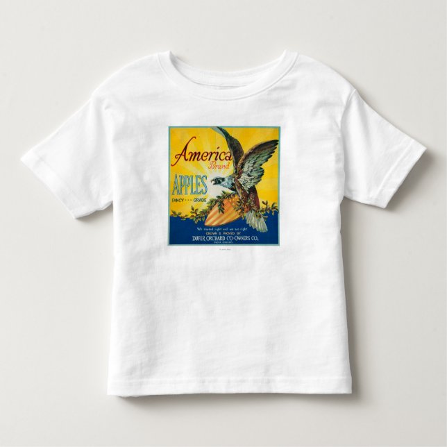 Camiseta Infantil Caixa LabelDufur de América Apple, OU (Frente)
