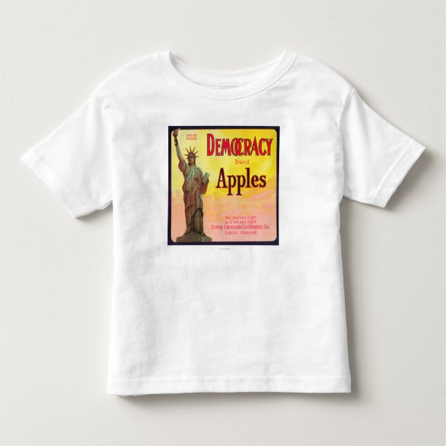 Camiseta Infantil Caixa LabelDufur de Apple da democracia, OU (Frente)