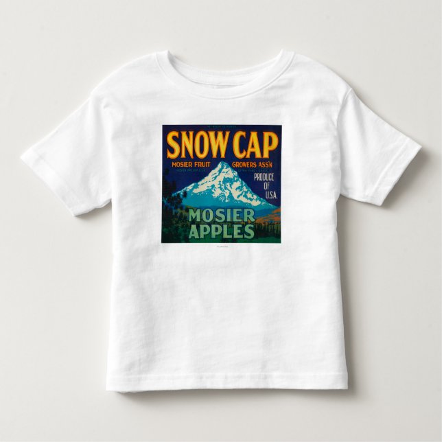Camiseta Infantil Caixa LabelMosier de Apple do boné da neve, OU (Frente)