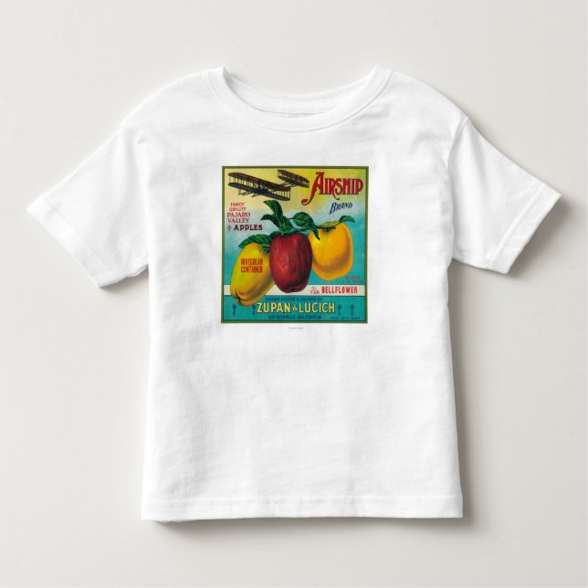 Camiseta Infantil Caixa LabelWatsonville de Apple do dirigível, CA (Frente)