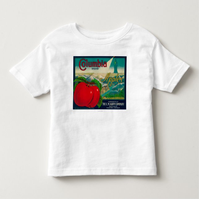 Camiseta Infantil Caixa LabelYakima de Colômbia Apple, WA (Frente)