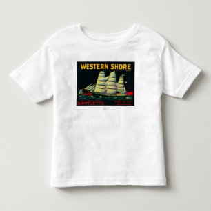 Camiseta Infantil Caixa ocidental LabelHood da pera da costa, CA
