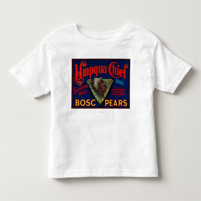 Camiseta Infantil Caixa principal LabelSutherlin da pera de Umpqua, (Frente)