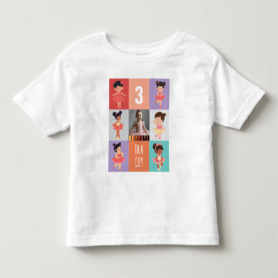 Camiseta Infantil Caixas de Pop Art Desenho Animado Ballet 3º Aniver