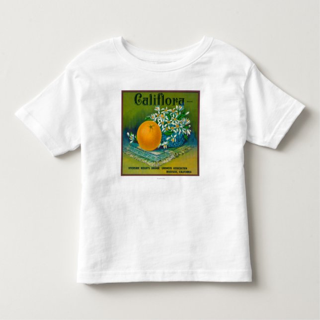 Camiseta Infantil Califlora LabelRiverside alaranjado, CA (Frente)