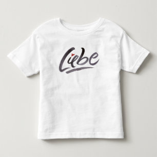 Camiseta Infantil Caligrafia da rotulação da escova do coração d