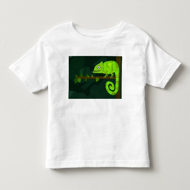 Camiseta Infantil Camaleão bonito verde (Frente)