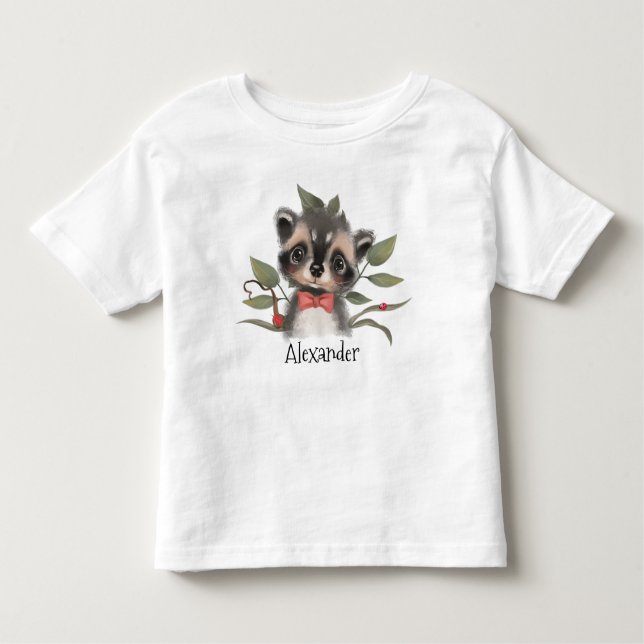 Camiseta Infantil Camarão-de-floresta bonito com o nome da criança (Frente)