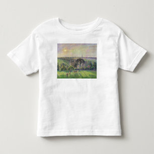 Camiseta Infantil Camille Pissarro a igreja e a fazenda de Eragny,