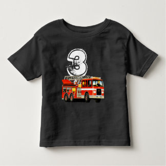 Camiseta Infantil Caminhão aniversário de 3 anos de Fogo Vermelho do