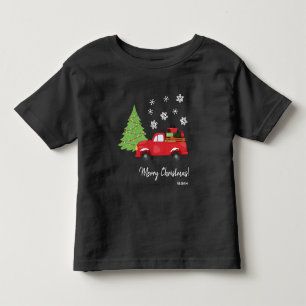 Camiseta Infantil Caminhão Antigo Árvore de Natal Feliz Natal Famíli