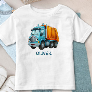 Camiseta Infantil Caminhão Basculante Azul e Amarelo Divertido