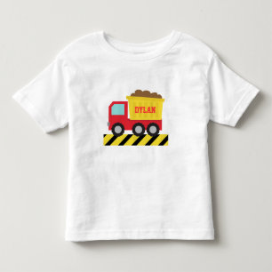 Camiseta Infantil Caminhão Basculante Vermelho e Amarelo, Para Crian
