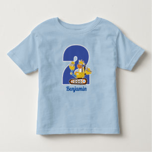 Camiseta Infantil Caminhão da construção do segundo aniversário