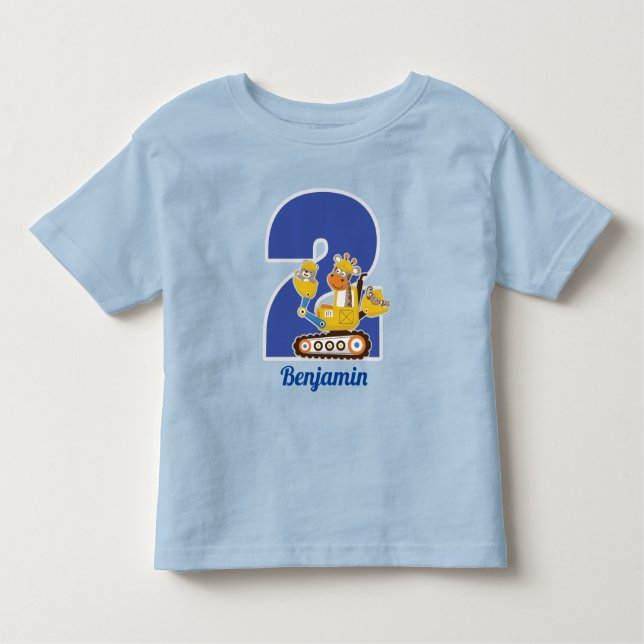 Camiseta Infantil Caminhão da construção do segundo aniversário (Frente)