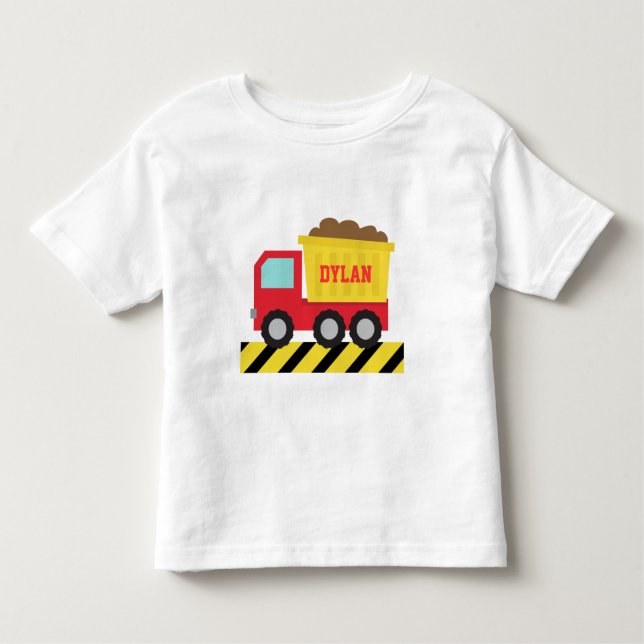 Camiseta Infantil Caminhão de Bomba Vermelho e Amarelo, Para Criança (Frente)