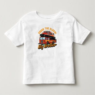 Camiseta Infantil Caminhão de Bombeiros Irmão Mais Velho Soe o Alarm