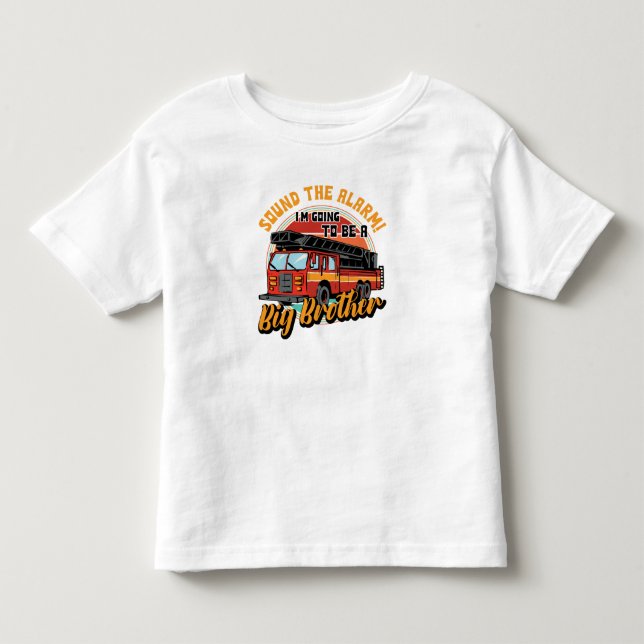 Camiseta Infantil Caminhão de Bombeiros Irmão Mais Velho Soe o Alarm (Frente)