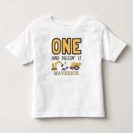 Camiseta Infantil Caminhão de Brinquedo Amarelo de Construção Aniver