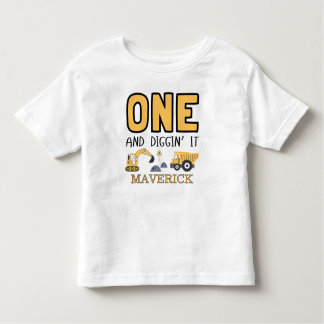 Camiseta Infantil Caminhão de Brinquedo Amarelo de Construção Aniver
