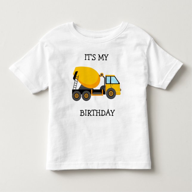Camiseta Infantil Caminhão De Cimento Amarelo É Meu Aniversário Infa (Frente)