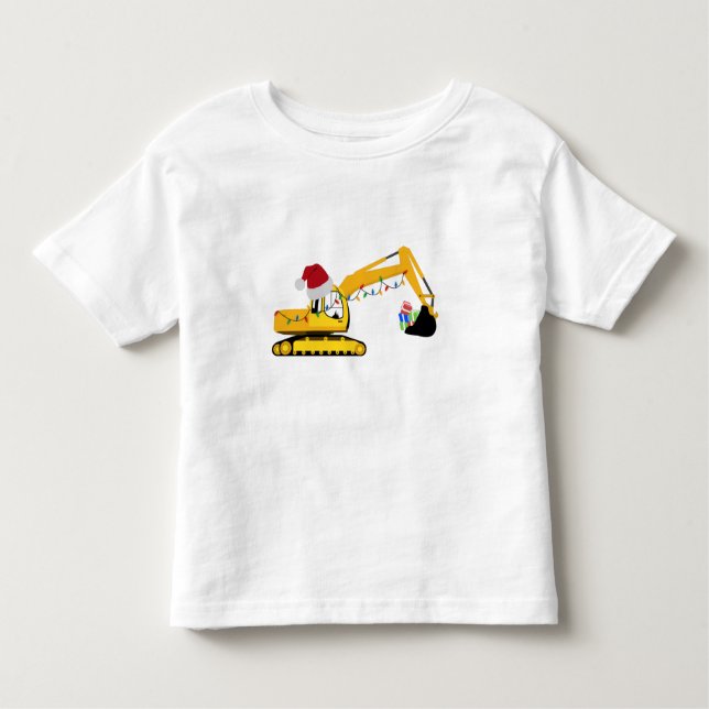 Camiseta Infantil Caminhão de Construção da Escavadora de Natal (Frente)