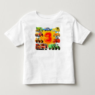 Camiseta Infantil Caminhão de Construção de aniversário de 3 anos de