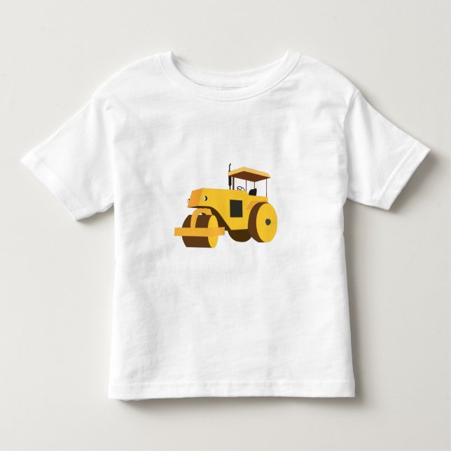 Camiseta Infantil Caminhão de Construção do Cilindro Rodoviário (Frente)