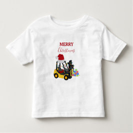 Camiseta Infantil Caminhão de empilhadeira de Natal