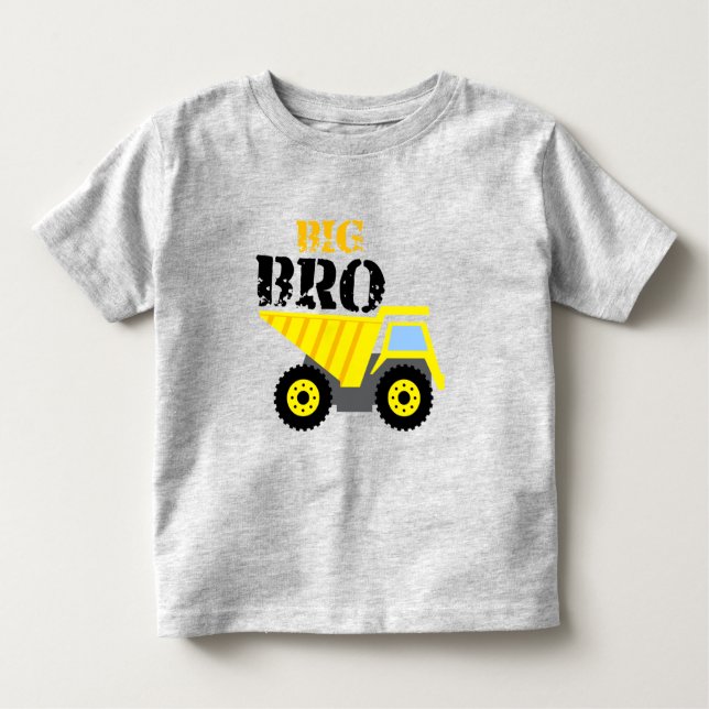 Camiseta Infantil Caminhão de lixo amarelo da construção do irmão ma (Frente)