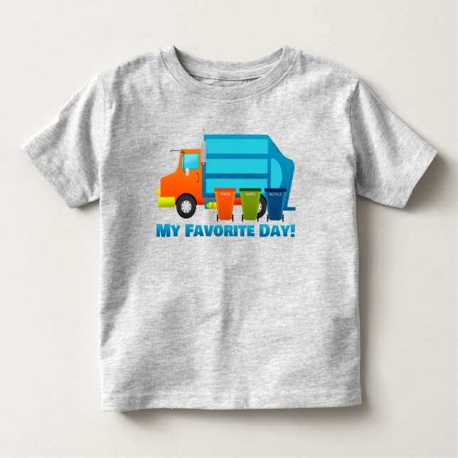 Camiseta Infantil Caminhão de lixo e latas de lixo (Frente)