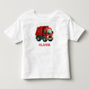 Camiseta Infantil Caminhão de lixo vermelho fofo