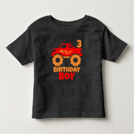 Camiseta Infantil Caminhão do Monstro Vermelho Birthday Boy com Lara