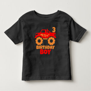 Camiseta Infantil Caminhão do Monstro Vermelho Birthday Boy com Lara