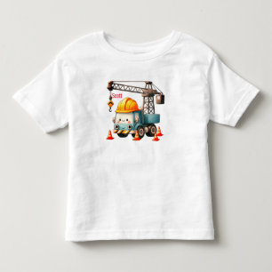 Camiseta Infantil Caminhão Grua de Construção Personalizado Adoráve